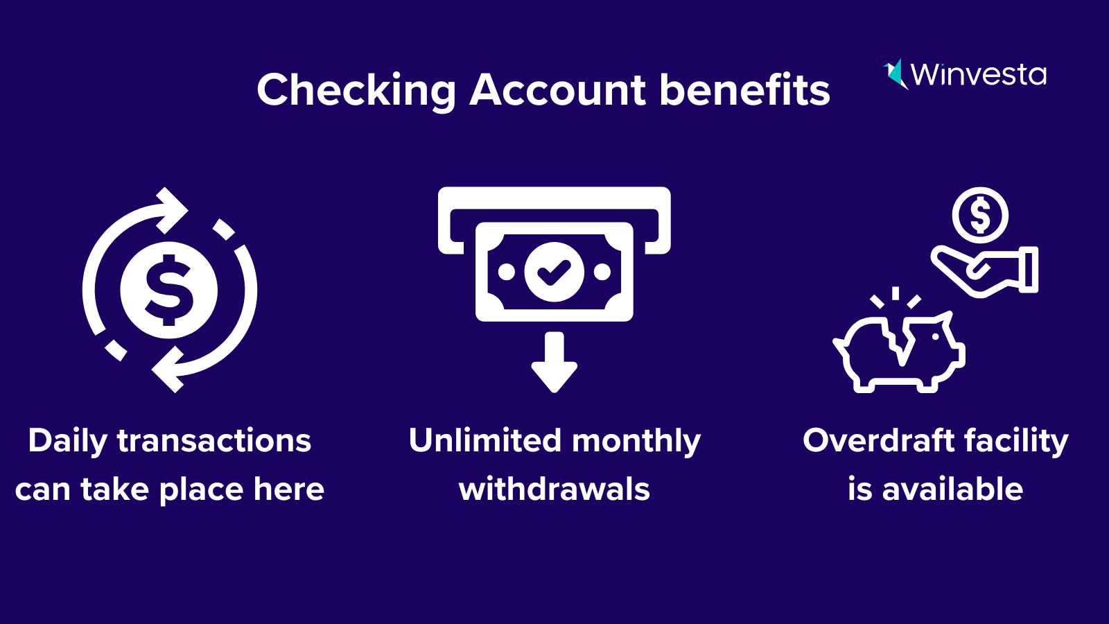 Key Features of Checking Accounts: Daily Use, Low Interest, Unlimited Transactions, Overdraft