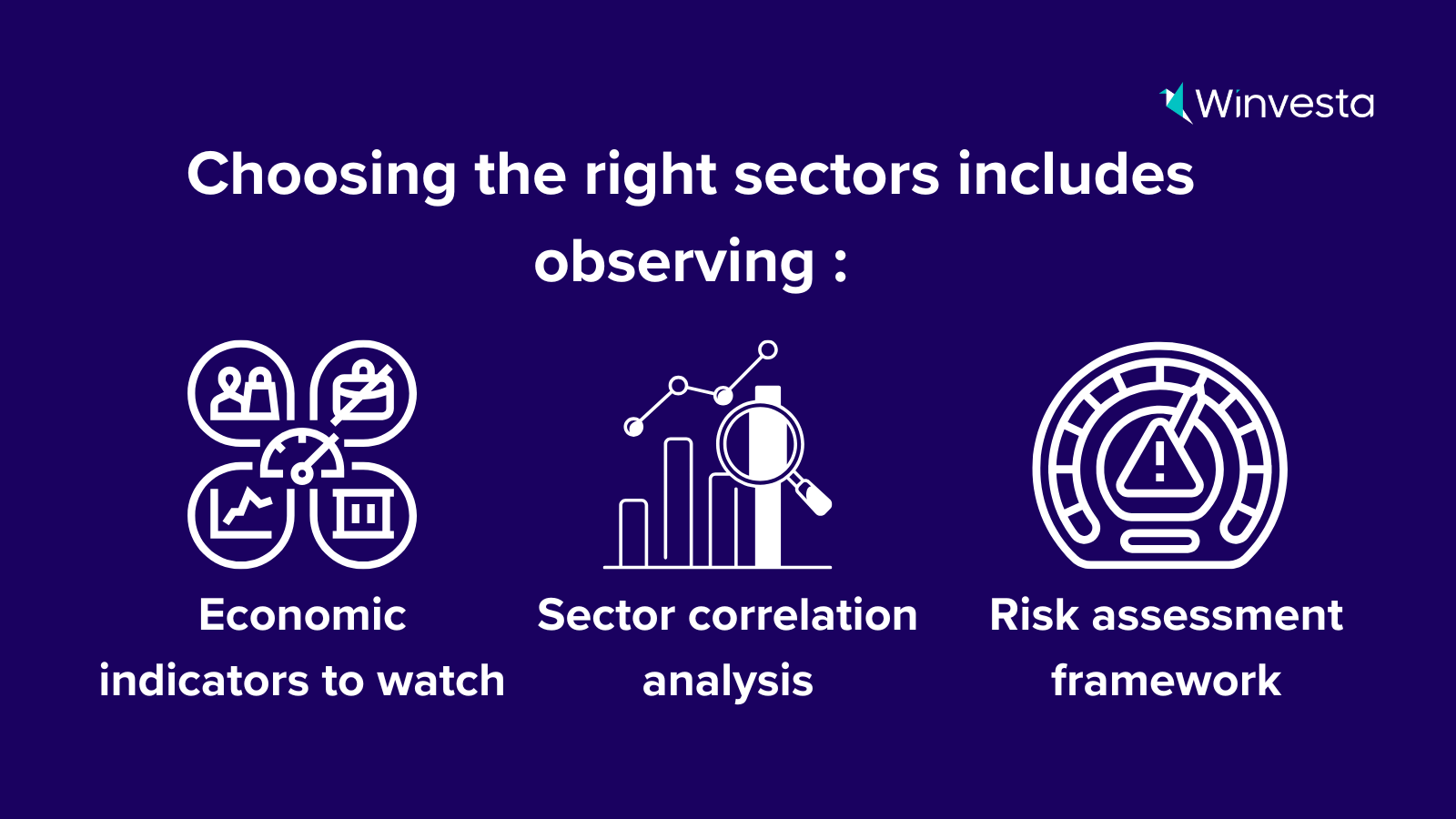 Investor analyzing economic indicators and sector correlations to select high-return stocks for long-term sector market investing