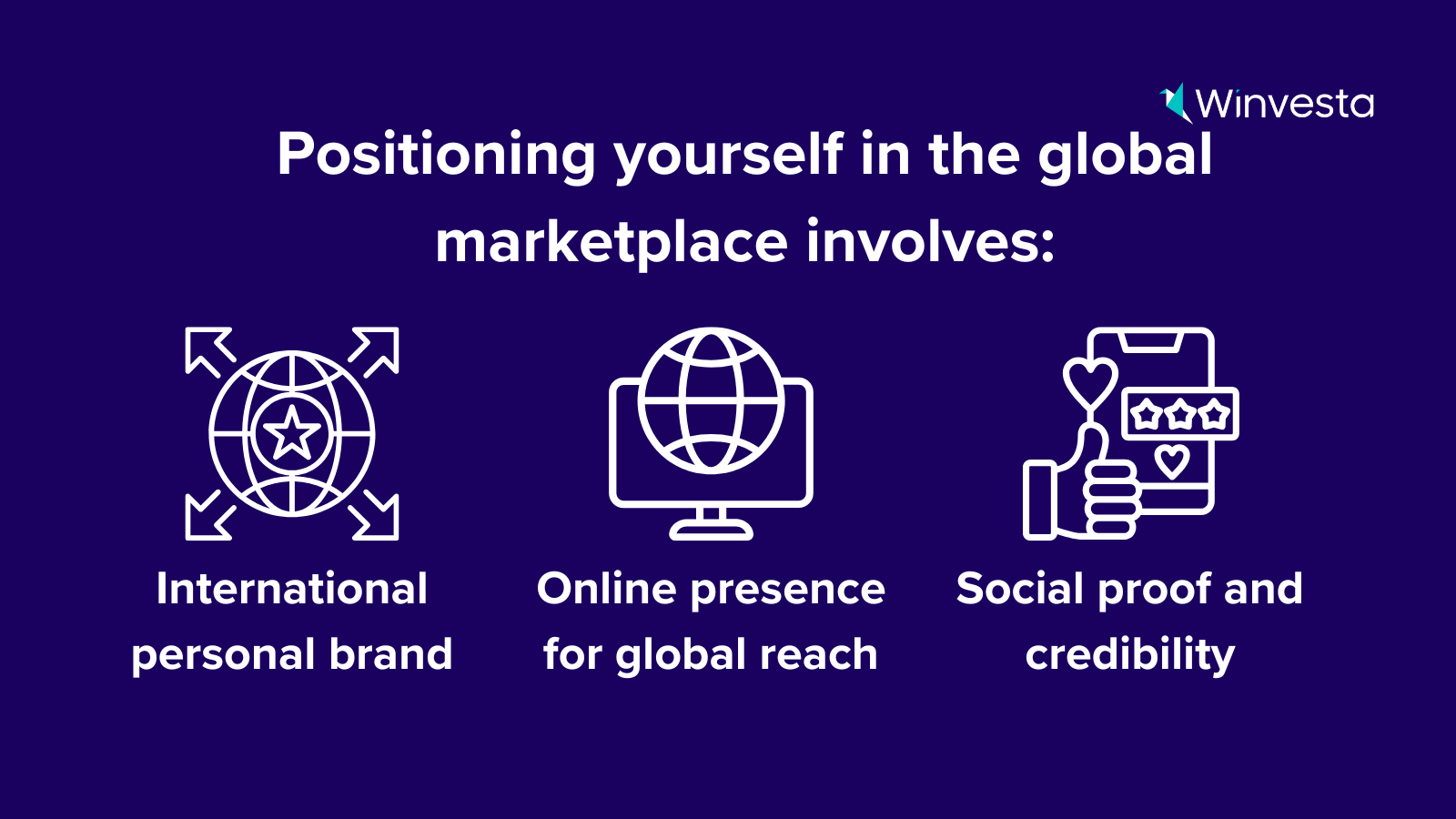 Global freelancer has to positioning strategies for high-paying international clients go position himself in the global marketplace. This involves him building an international personal brand, building an online presence for global reach, also involves social proof and credibility.