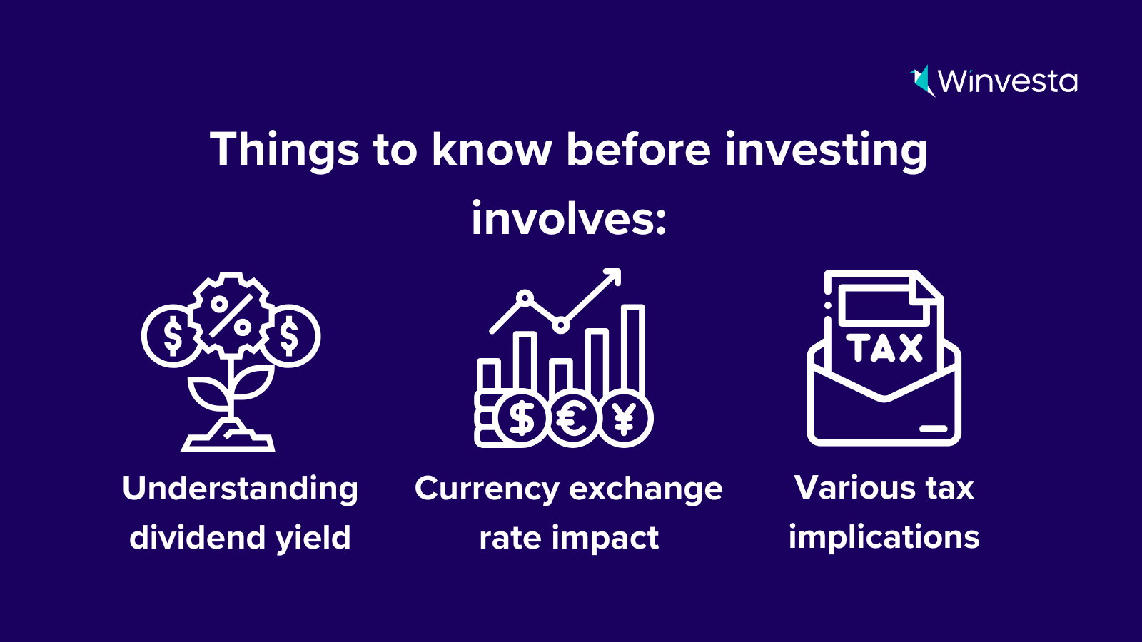 Infographic: Key factors for Indian investors in US dividend stocks - yields, currency impact, and tax implications.