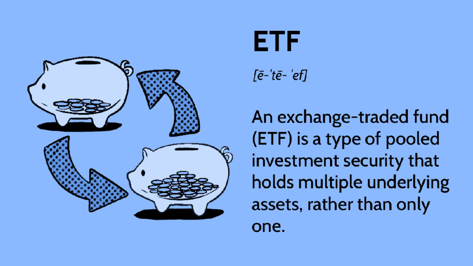 Illustrative concept of an exchange-traded fund (ETF) with piggy banks, highlighting the best ETFs to invest in, top ETFs, and ETF trading strategies.