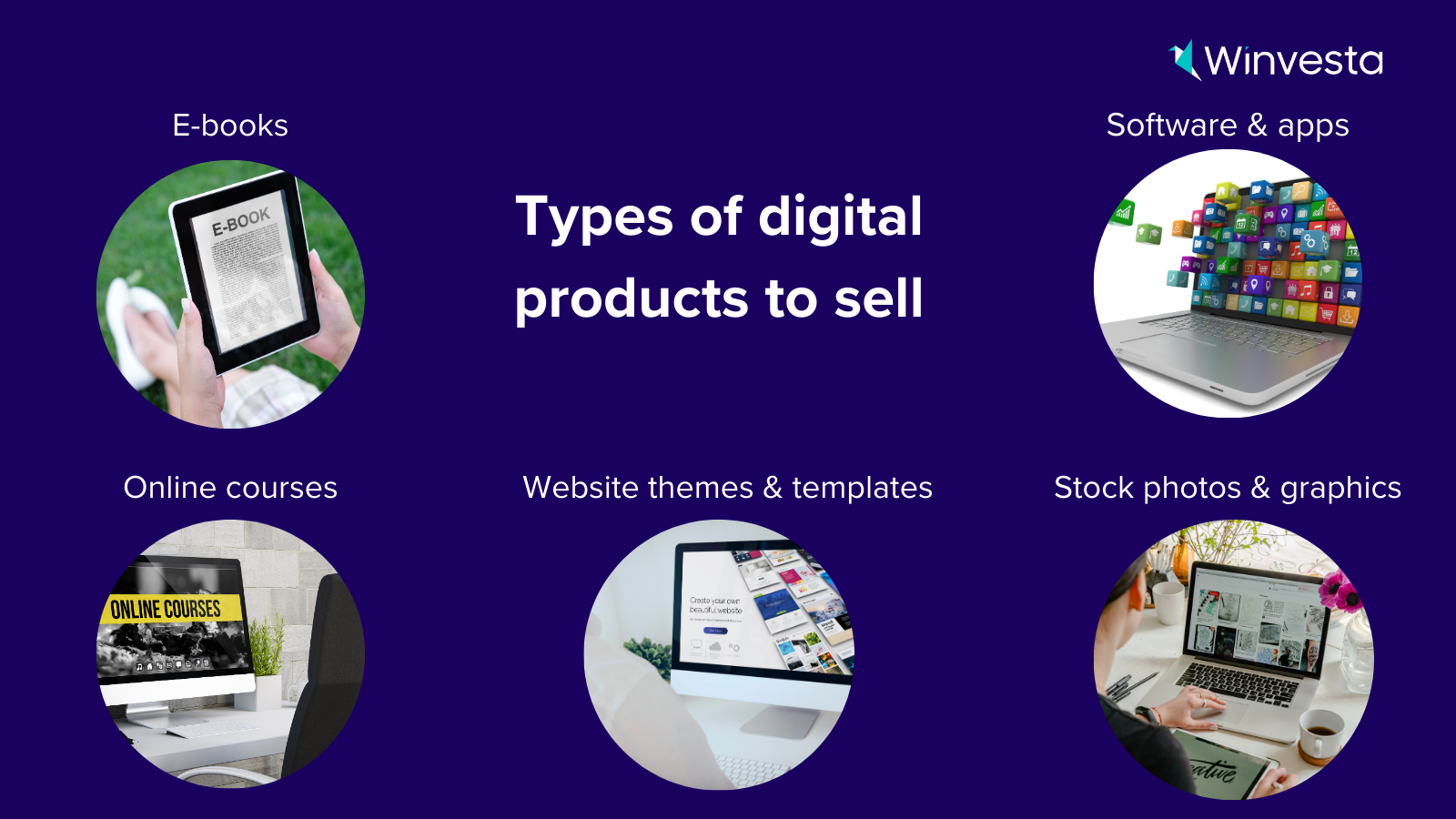 Types of digital products freelancers can sell, including e-books, software & apps, online courses, website templates, and stock photos.