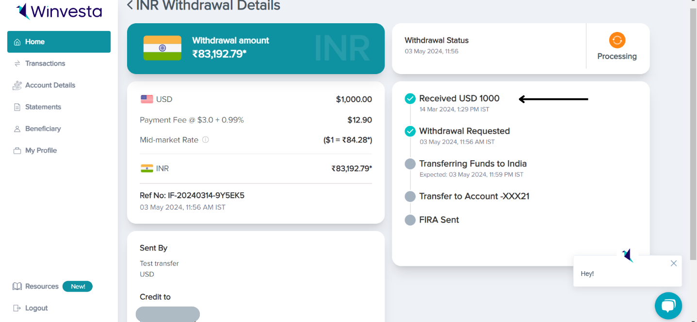 See the time frame of how much it takes to reach your account and when you will receive your FIRA.