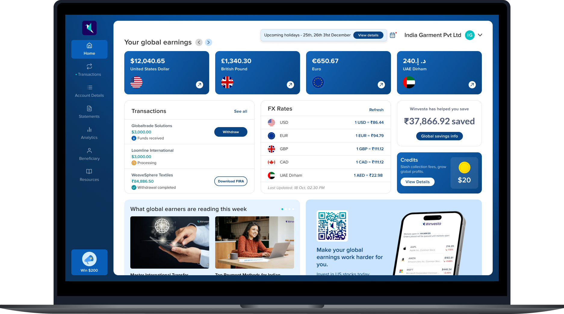 global-earning-dashbord